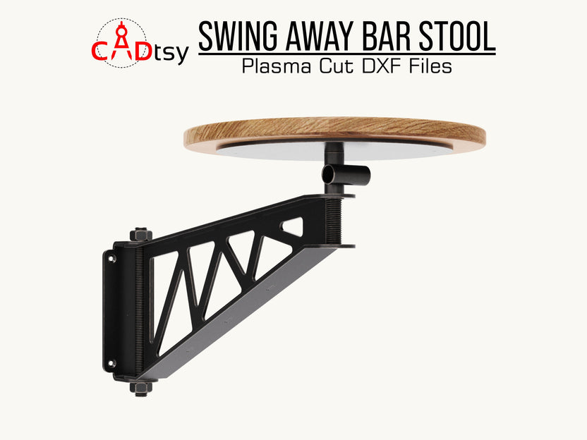 Side view of the web-truss bracket and wood seat