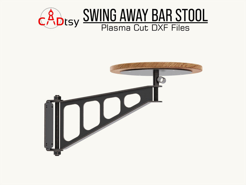 Extended side view of the swing-away bar stool