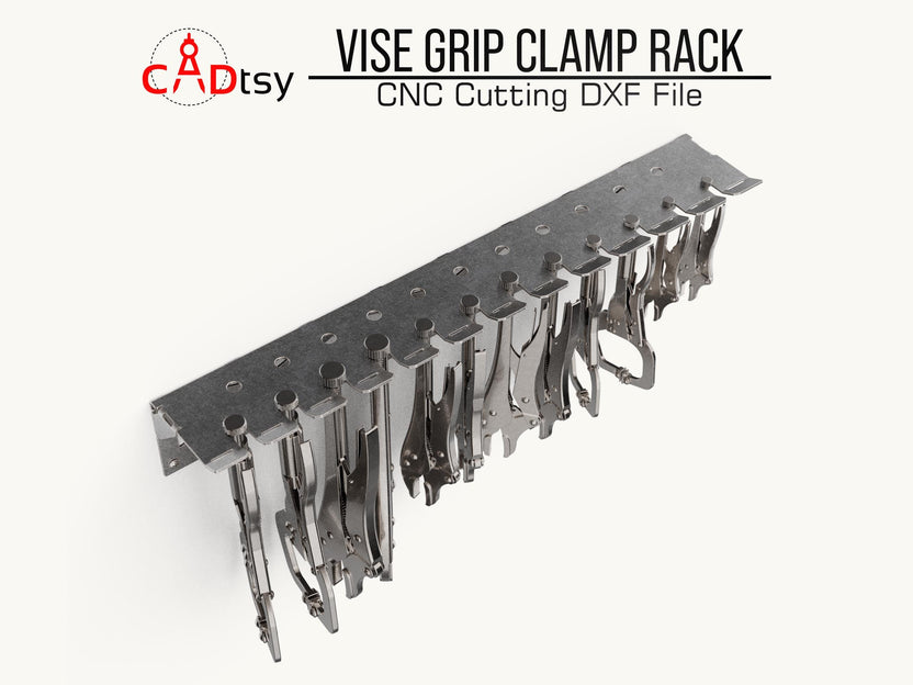 Angled view of the loaded metal clamp rack