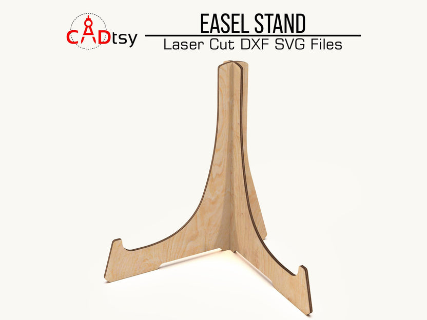 Wooden easel stand with a curved front support