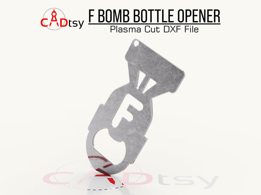 Front view of the metal F-Bomb bottle opener