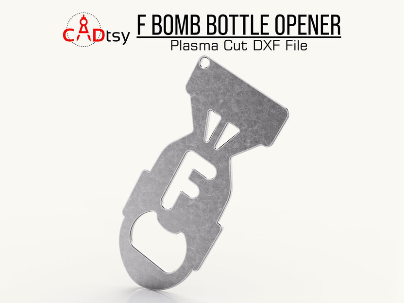 Upright silver metal F-Bomb bottle opener