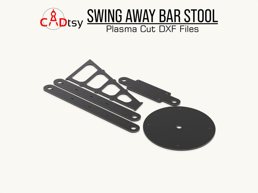 Cut metal components for the swing-away bar stool