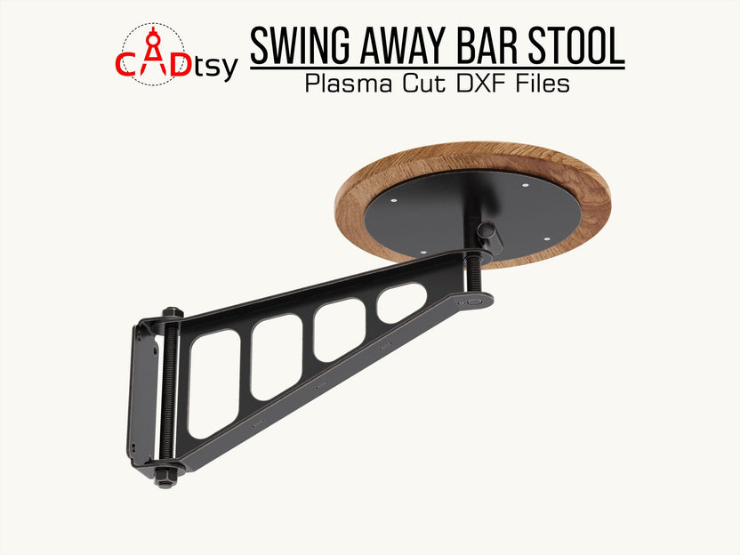 Underside view of the swing-away bar stool seat