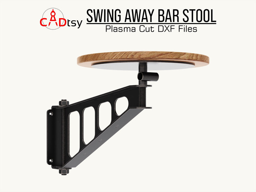 Side view of the swing-away stool bracket and seat