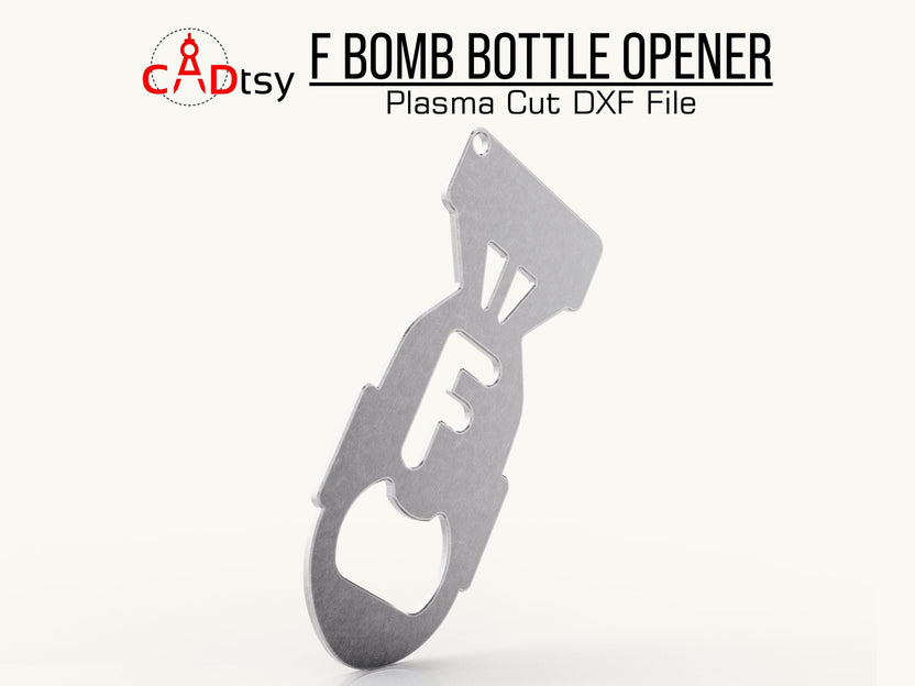 Side-lit view of the metal F-Bomb bottle opener
