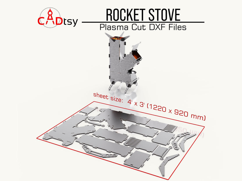 Flat parts layout for the portable rocket stove