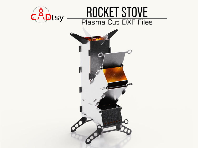 Rear angle of the metal rocket stove