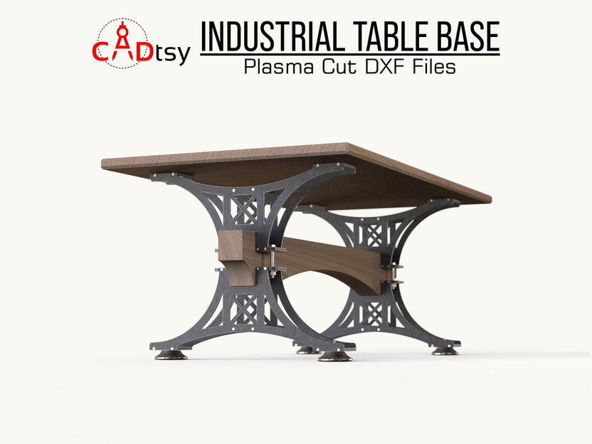 Front view of the industrial trestle table base