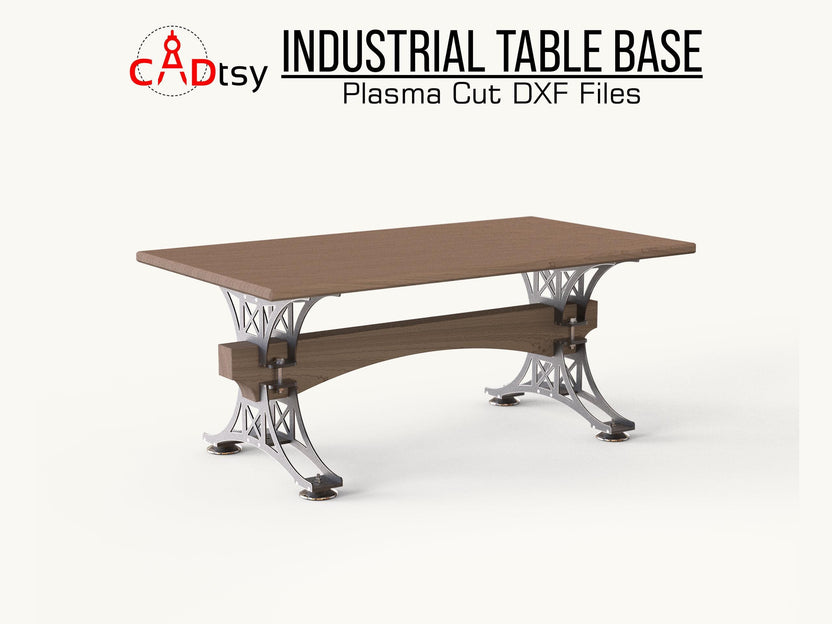 Side angle of the industrial trestle table base