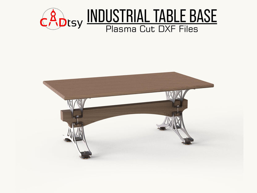 Perspective view of the industrial trestle table base