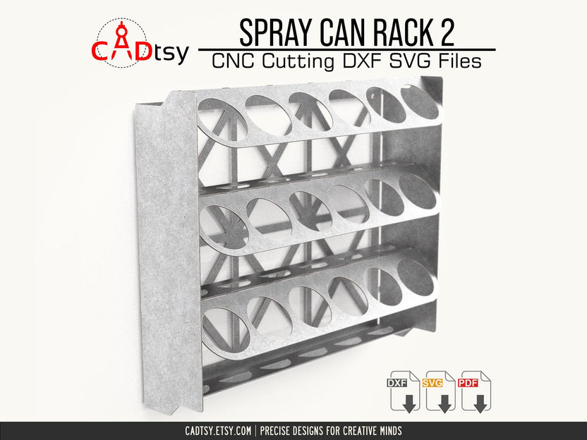 Unloaded metal spray can rack with circular can openings