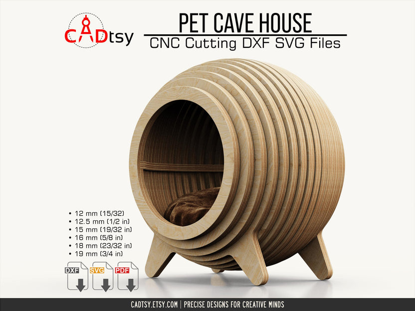 Angled view of the wooden cat cave house entrance