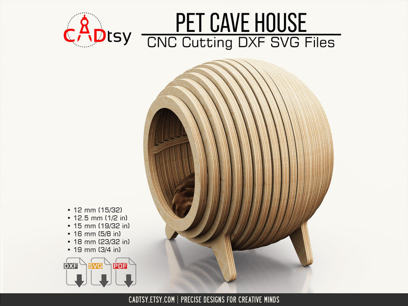 Rear-side view of the wooden cat cave house