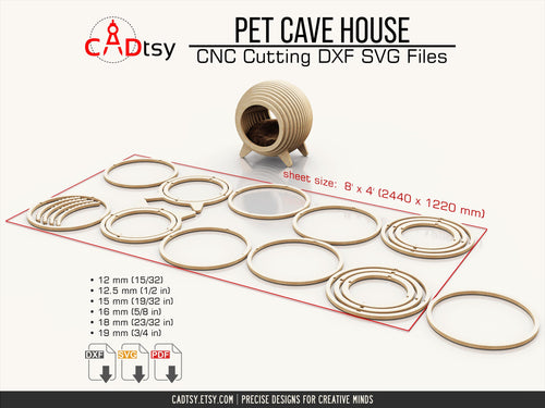 Flat CNC-cut parts for the wooden cat cave house