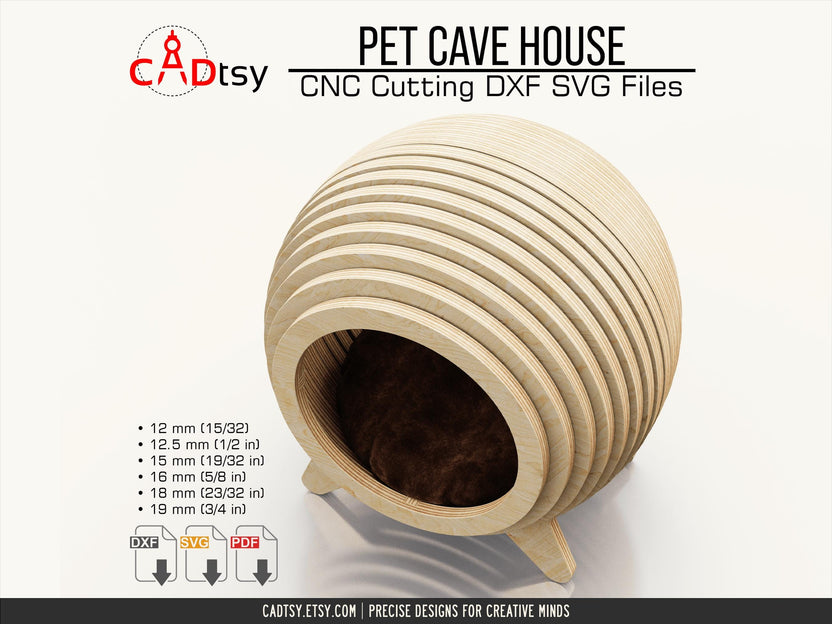 Front view of the wooden cat cave house