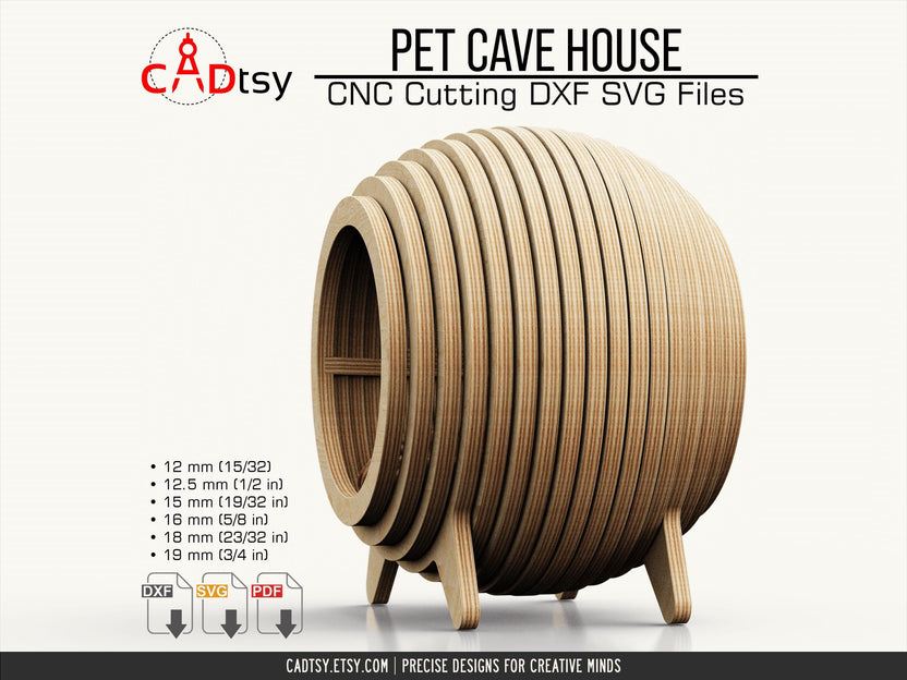 Side view of the wooden cat cave house