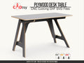 Plywood computer desk with dark cutout legs