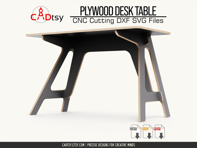 Low angle showing the plywood desk leg structure