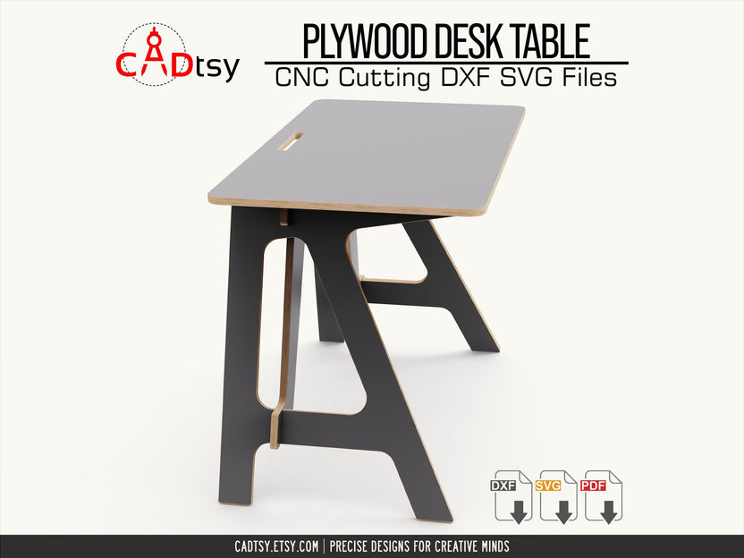 End view of the plywood computer desk