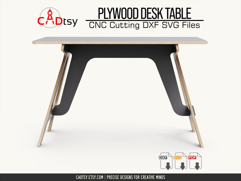 Front view of the plywood computer desk