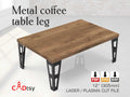 A set of industrial-style metal table legs in two different heights, made from DXF files, shown ready for a furniture project.