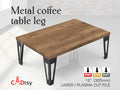 A set of industrial-style metal table legs in two different heights, created from CNC plans, shown ready for a furniture project.