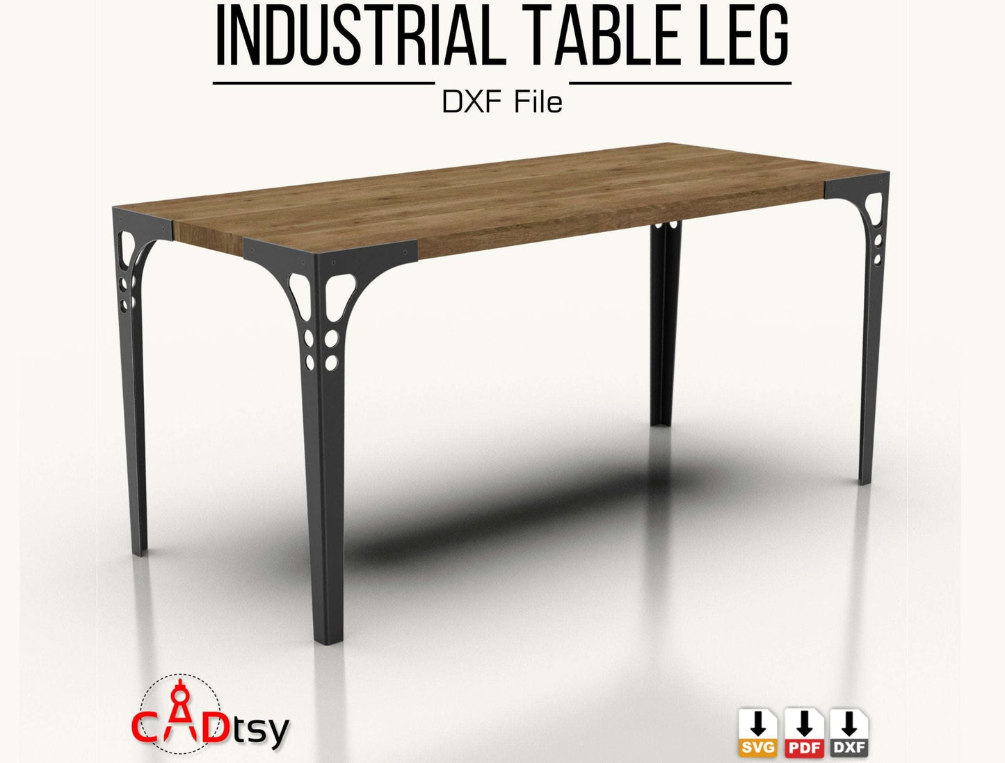 Industrial style Table / desk Metal Leg CNC laser plasma machine DXF SVG file vector pattern. Height 740 mm / 29 inches