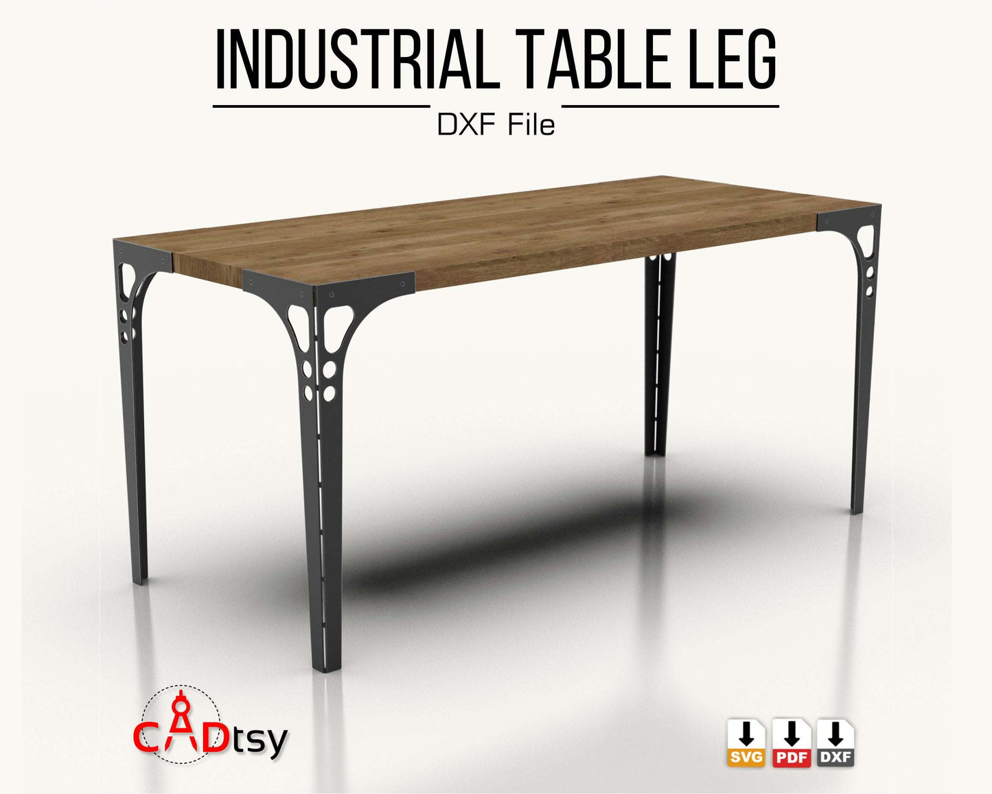 Industrial style Table / desk Metal Leg CNC laser plasma machine DXF SVG file vector pattern. Height 740 mm / 29 inches