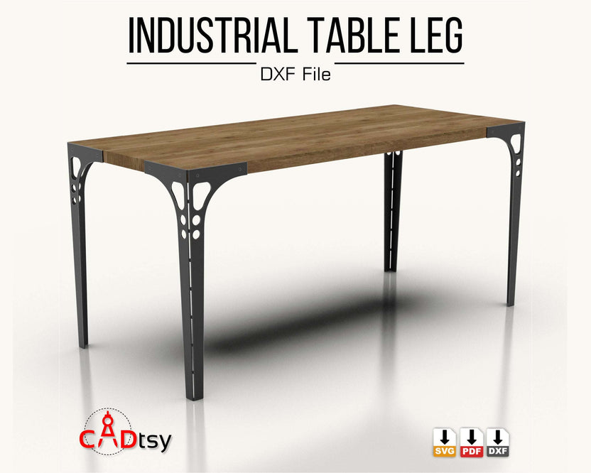Full table render with four industrial metal legs