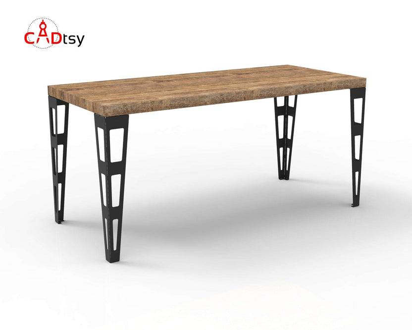 Front angled view of table with slim metal legs