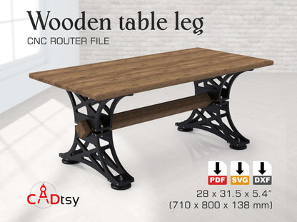 Industrial Style Wooden Table Leg Height 710