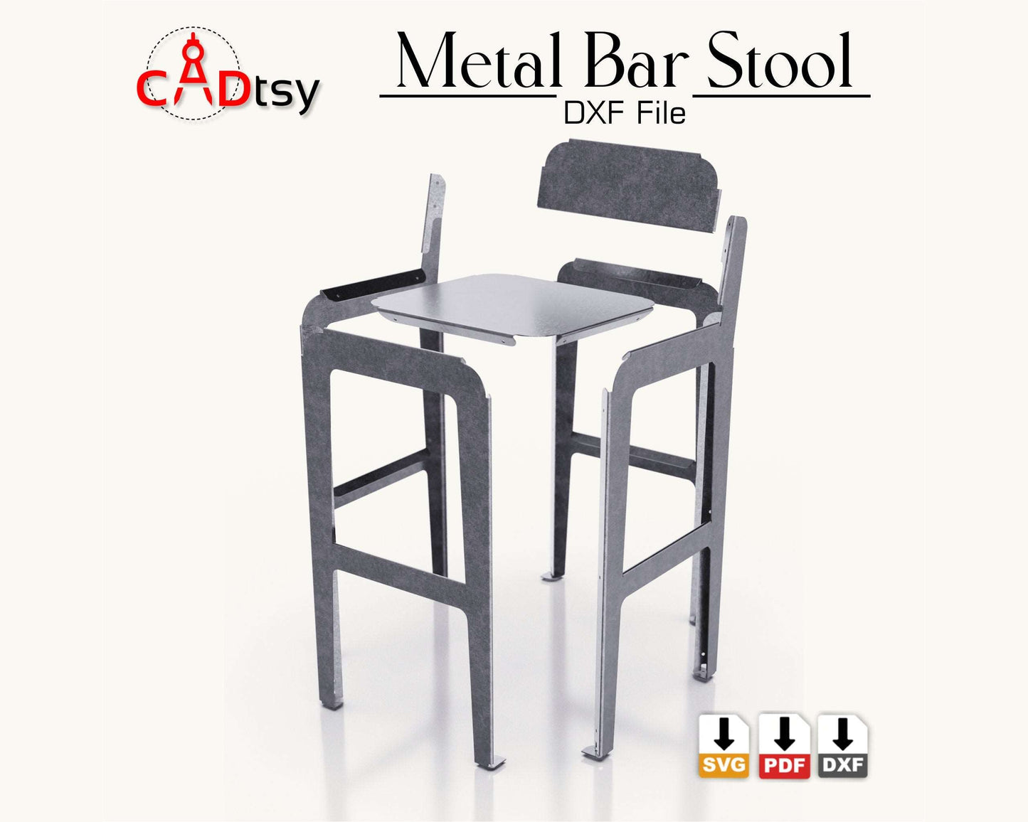 Metal Bar Backrest Stool CNC plasma laser DXF SVG Cutting files, building plans, sheet metal bending plans