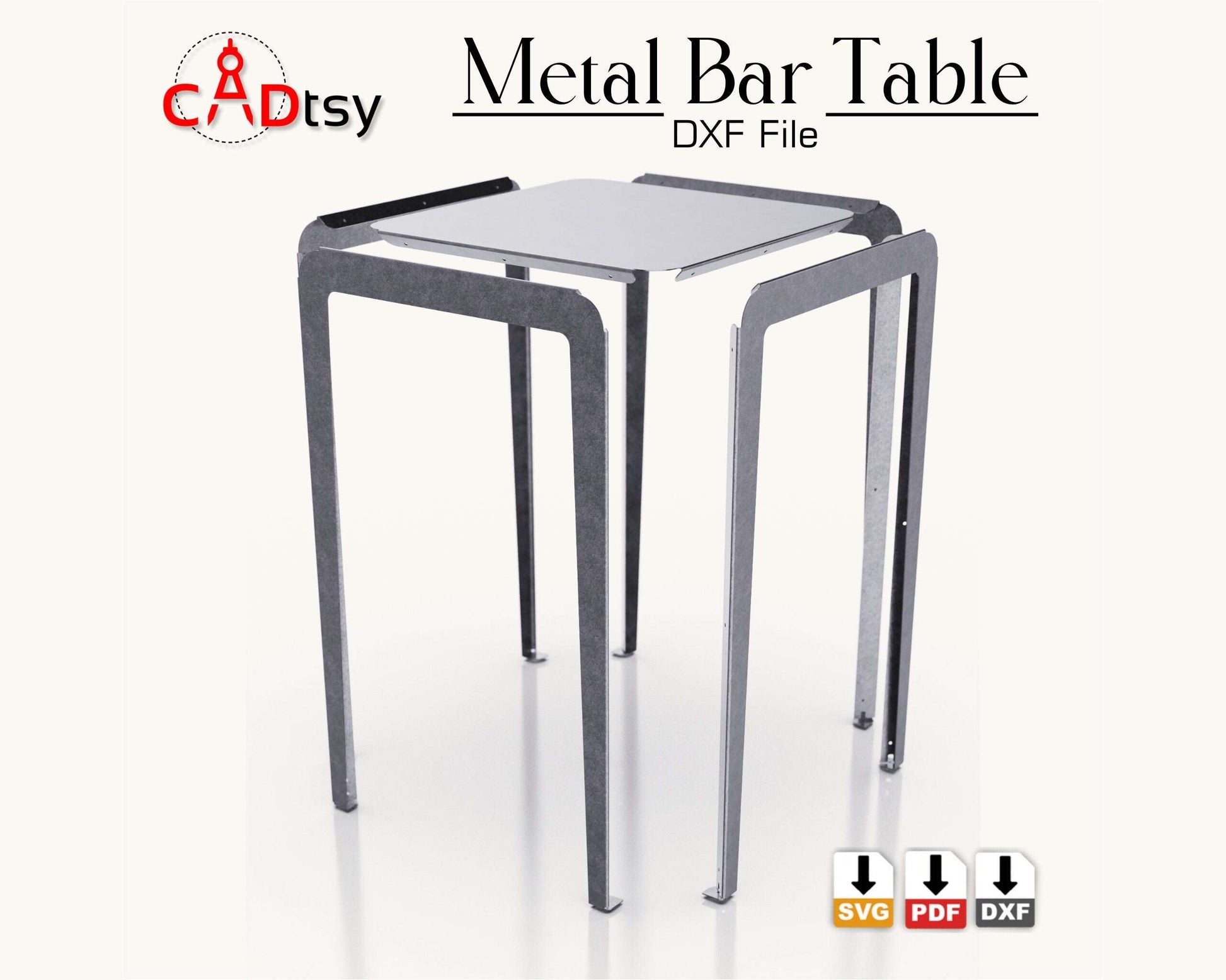 Metal Bar High Table CNC plasma laser DXF SVG Cutting files, building plans, sheet metal bending plans.