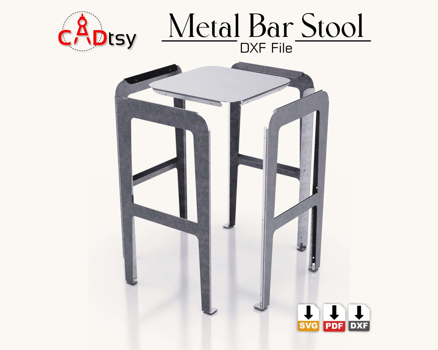 Metal Bar Stool CNC plasma laser DXF SVG Cutting files, building plans, sheet metal bending plans