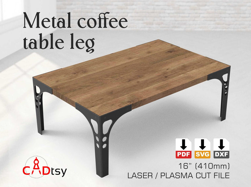 Coffee table with industrial metal legs and wood top