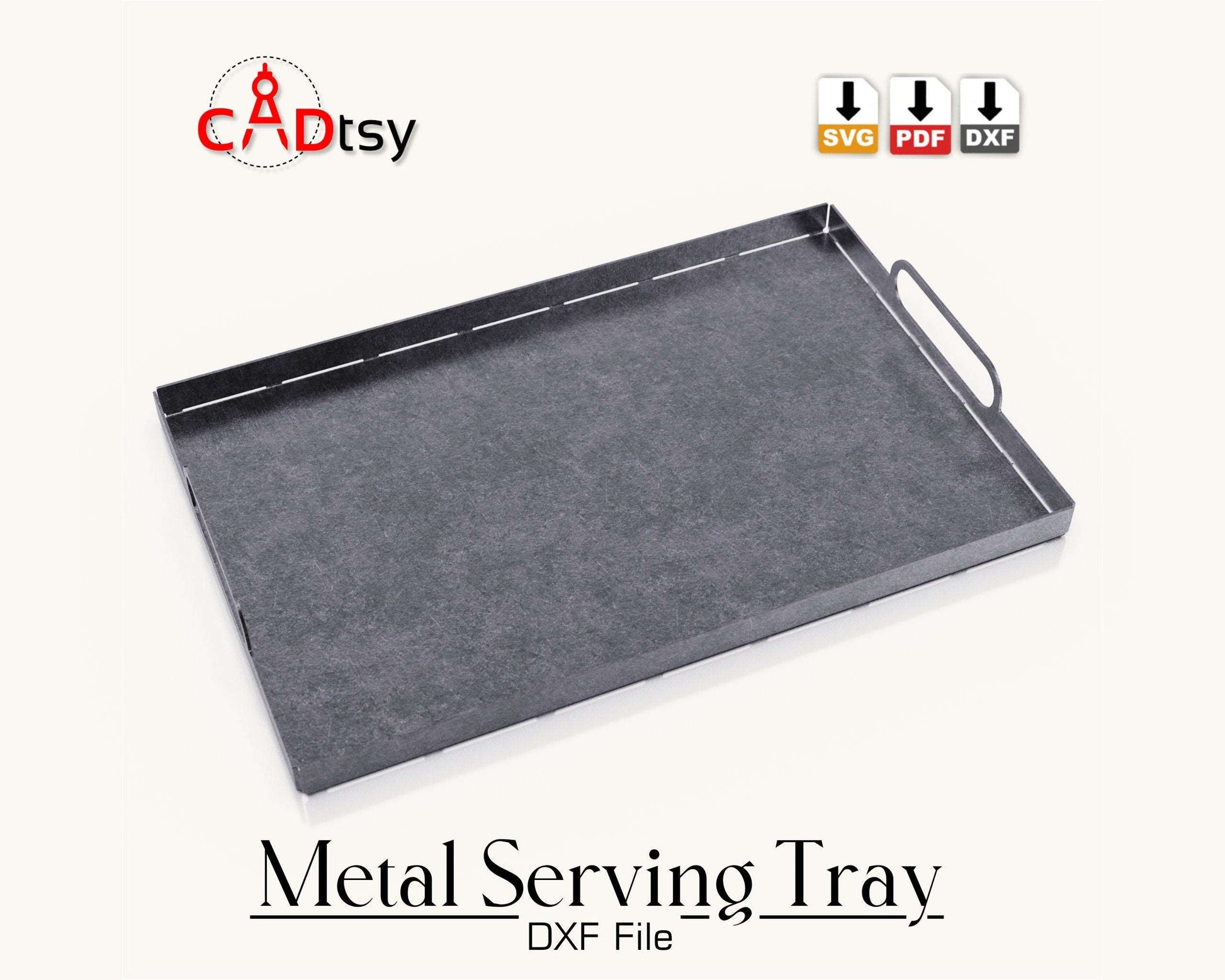 Modern Industrial Style Metal Serving tray CNC plasma laser cut from sheet metal