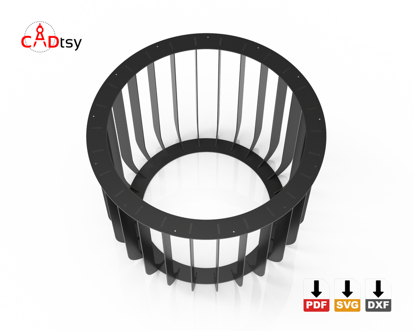 Top view of circular table base ring and radial legs