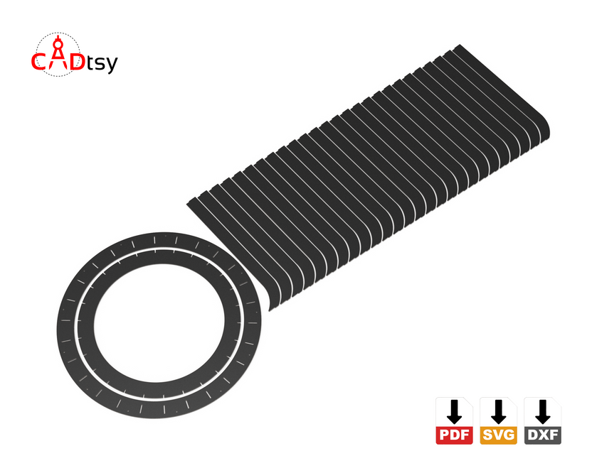 Circular rings and repeated radial plate parts for CNC cutting
