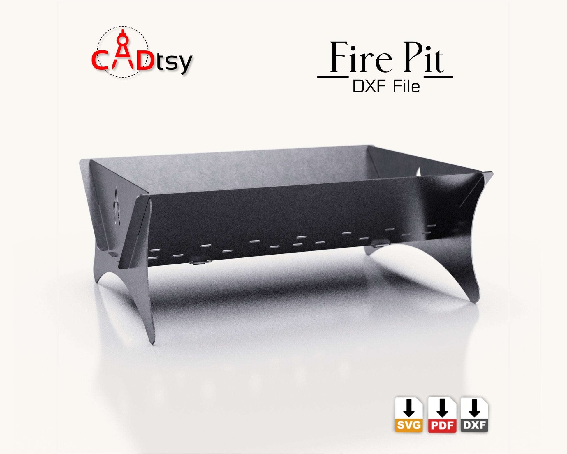 CADtsy Portable Fire pit CNC plasma laser cut metal camping outdoor patio stove grill