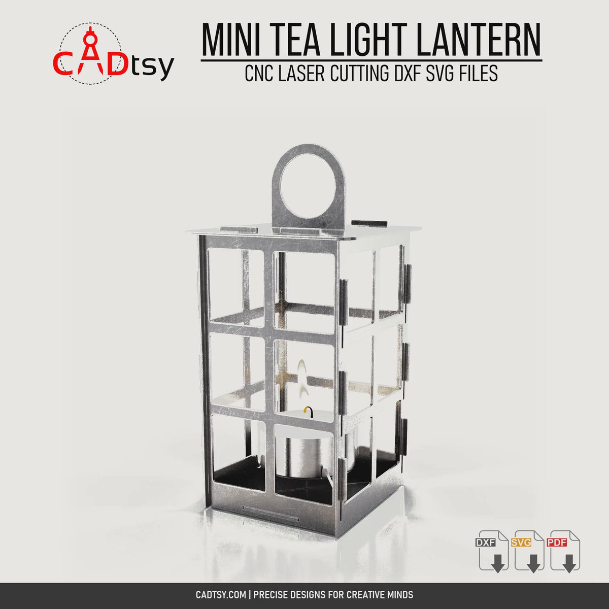 Rotating view of the assembled mini tea light lantern for LED candle display