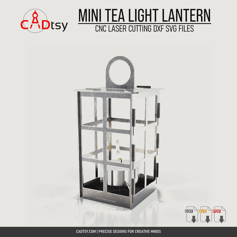 Rotating view of the assembled mini tea light lantern for LED candle display