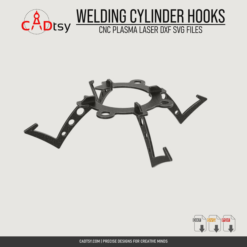 Rotating views of the CNC-cut welding gas cylinder hook assembly