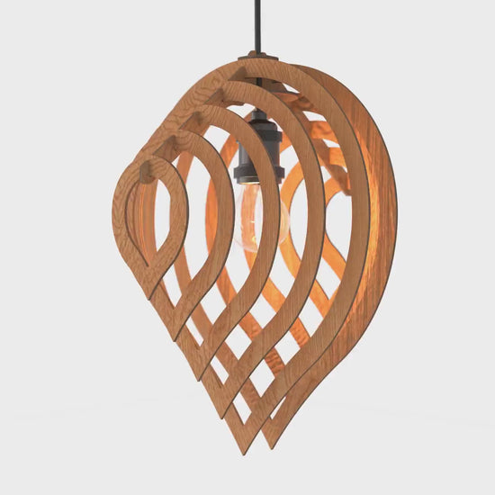 Wooden Lamp SVG DXF Cut Files, Water Drop Shaped Shade Laser Cut Vector Pattern Glowforge Xtool