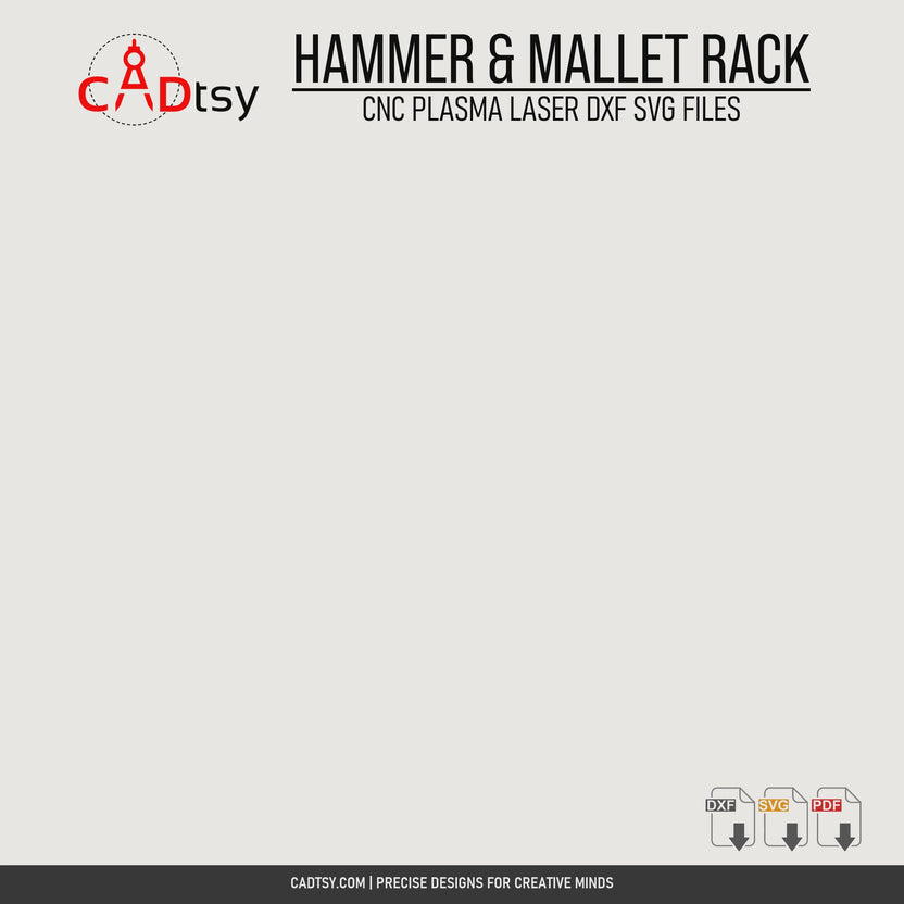 Rotating view of a wall-mounted rack holding up to 12 hammers and mallets