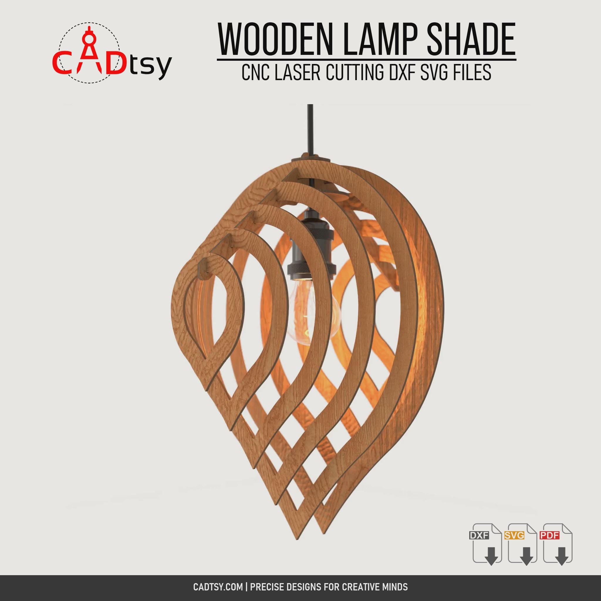 Rotating view of the assembled wooden pendant lamp shade for CNC laser cutting