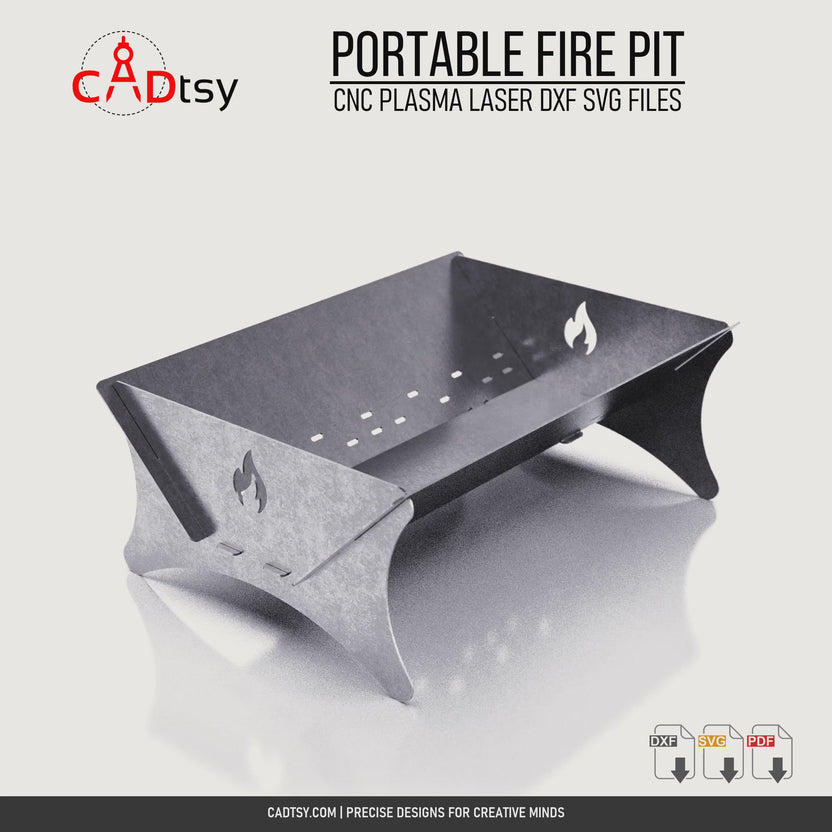 Rotating view of the four-panel collapsible portable metal fire pit