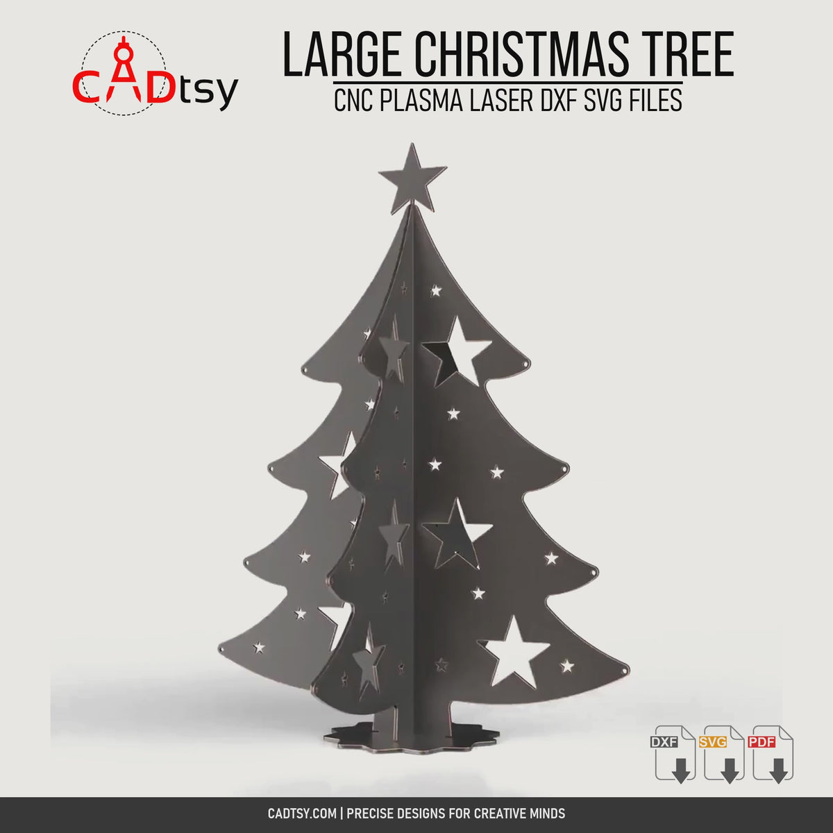 Rotating view of the assembled large metal Christmas tree