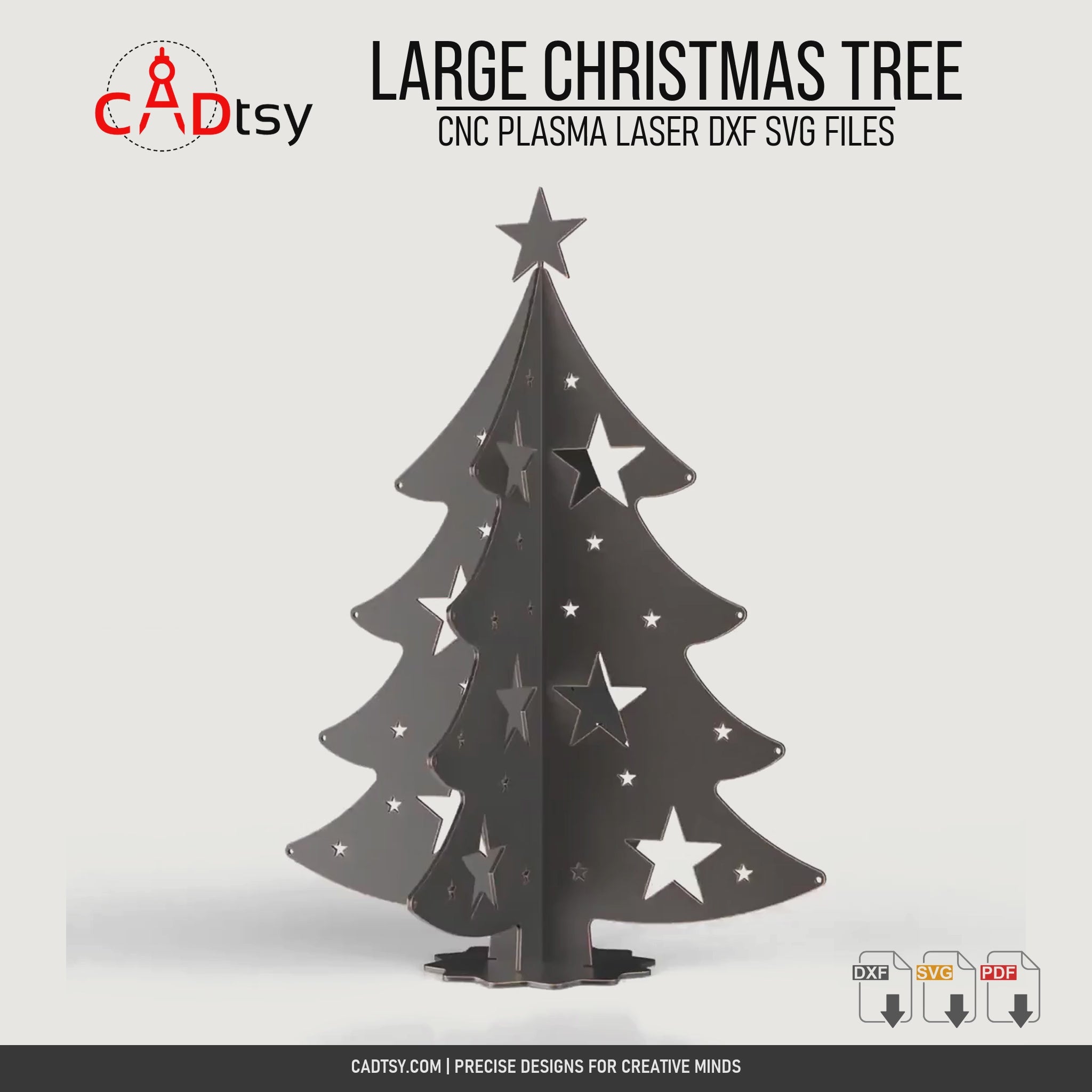 Rotating view of the assembled large metal Christmas tree