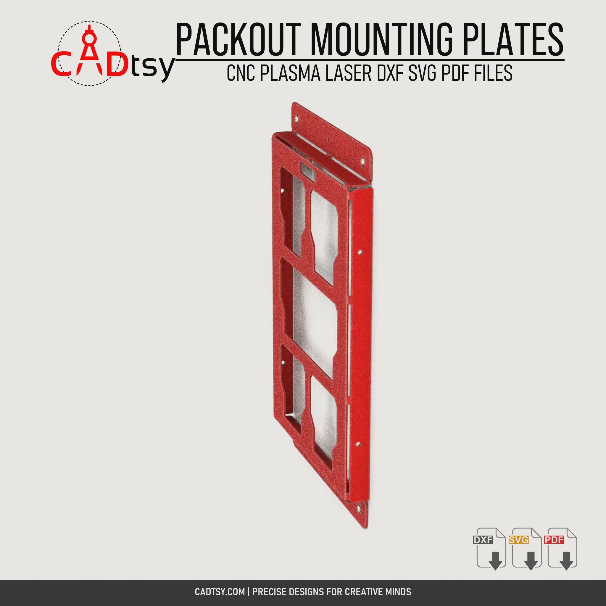 Half, full, and triple PACKOUT-compatible mounting plates rotating through complete product views